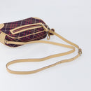 BURBERRY Nova Check Blue Label Shoulder Bag Canvas Bordeaux Silver Auth hk4042V-7