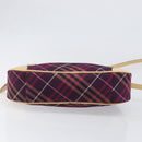 BURBERRY Nova Check Blue Label Shoulder Bag Canvas Bordeaux Silver Auth hk4042V-9