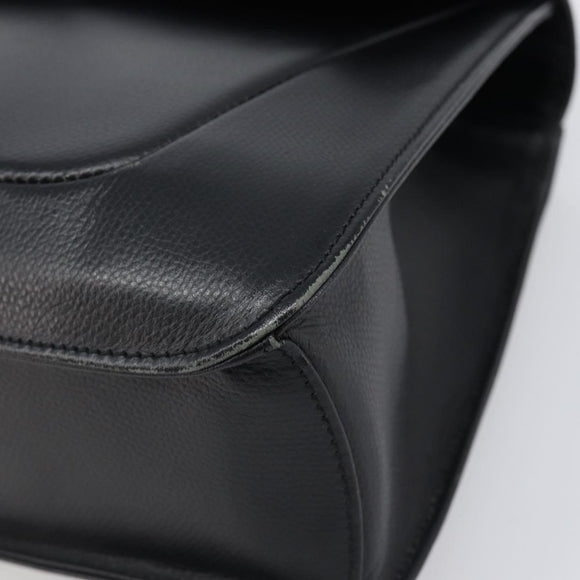 GIVENCHY Hand Bag Leather Black Gold Auth hk4043A