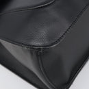 GIVENCHY Hand Bag Leather Black Gold Auth hk4043A-14