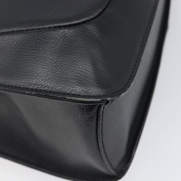 GIVENCHY Hand Bag Leather Black Gold Auth hk4043A