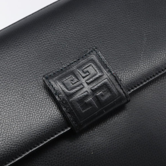 GIVENCHY Hand Bag Leather Black Gold Auth hk4043A