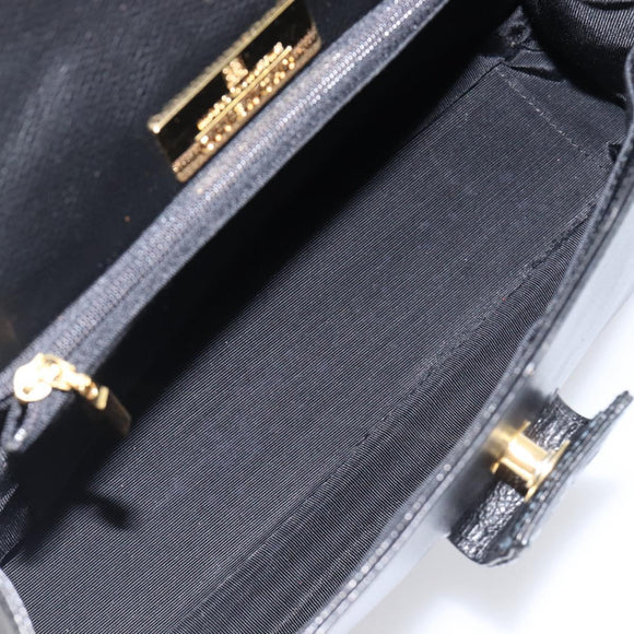GIVENCHY Hand Bag Leather Black Gold Auth hk4043A