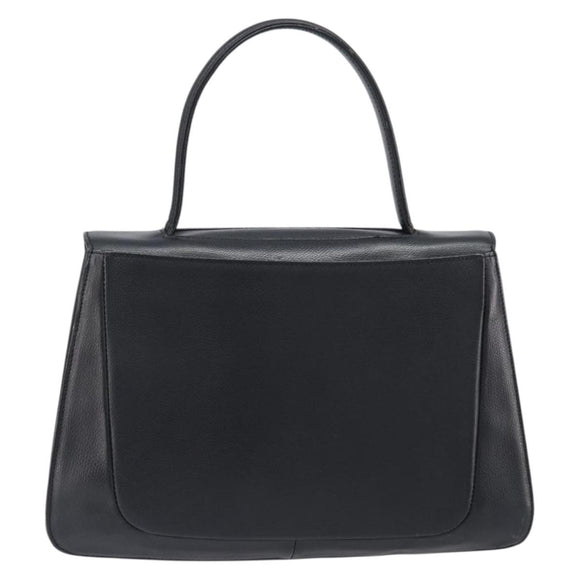 GIVENCHY Hand Bag Leather Black Gold Auth hk4043A