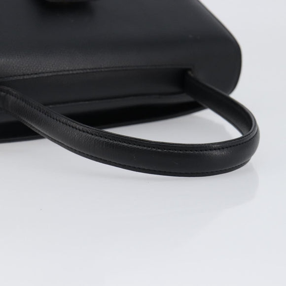 GIVENCHY Hand Bag Leather Black Gold Auth hk4043A