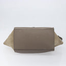CELINE Trapeze Hand Bag Suede Leather 2way Beige Silver Auth hk4044-5
