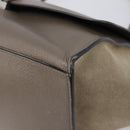 CELINE Trapeze Hand Bag Suede Leather 2way Beige Silver Auth hk4044-9