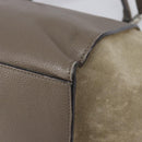 CELINE Trapeze Hand Bag Suede Leather 2way Beige Silver Auth hk4044-17