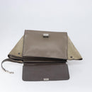 CELINE Trapeze Hand Bag Suede Leather 2way Beige Silver Auth hk4044-20