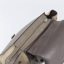 CELINE Trapeze Hand Bag Suede Leather 2way Beige Silver Auth hk4044-21