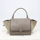 CELINE Trapeze Hand Bag Suede Leather 2way Beige Silver Auth hk4044-12