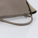 CELINE Trapeze Hand Bag Suede Leather 2way Beige Silver Auth hk4044-6