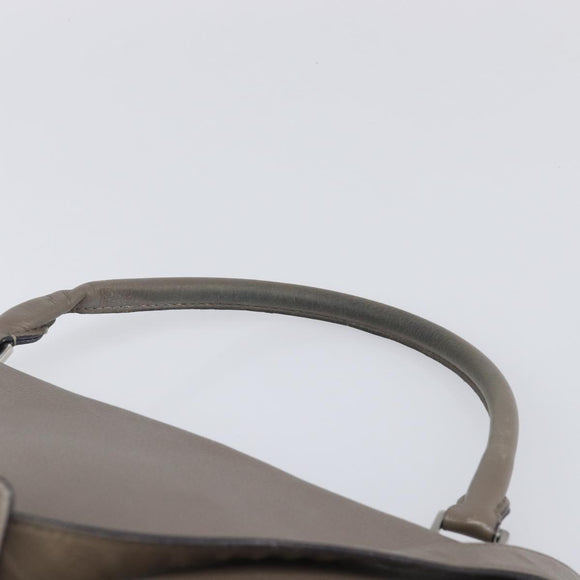 CELINE Trapeze Hand Bag Suede Leather 2way Beige Silver Auth hk4044