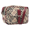 BURBERRY Nova Check Blue Label Shoulder Bag Canvas Beige Silver Auth hk4046-1