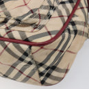 BURBERRY Nova Check Blue Label Shoulder Bag Canvas Beige Silver Auth hk4046-15