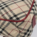 BURBERRY Nova Check Blue Label Shoulder Bag Canvas Beige Silver Auth hk4046-17