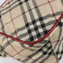BURBERRY Nova Check Blue Label Shoulder Bag Canvas Beige Silver Auth hk4046-18