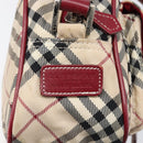 BURBERRY Nova Check Blue Label Shoulder Bag Canvas Beige Silver Auth hk4046-19