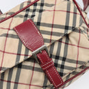 BURBERRY Nova Check Blue Label Shoulder Bag Canvas Beige Silver Auth hk4046-20