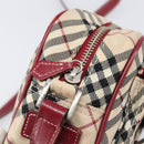BURBERRY Nova Check Blue Label Shoulder Bag Canvas Beige Silver Auth hk4046-8