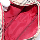 BURBERRY Nova Check Blue Label Shoulder Bag Canvas Beige Silver Auth hk4046-11