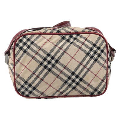 BURBERRY Nova Check Blue Label Shoulder Bag Canvas Beige Silver Auth hk4046 - 0