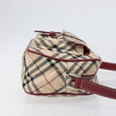 BURBERRY Nova Check Blue Label Shoulder Bag Canvas Beige Silver Auth hk4046-3
