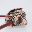 BURBERRY Nova Check Blue Label Shoulder Bag Canvas Beige Silver Auth hk4046-4