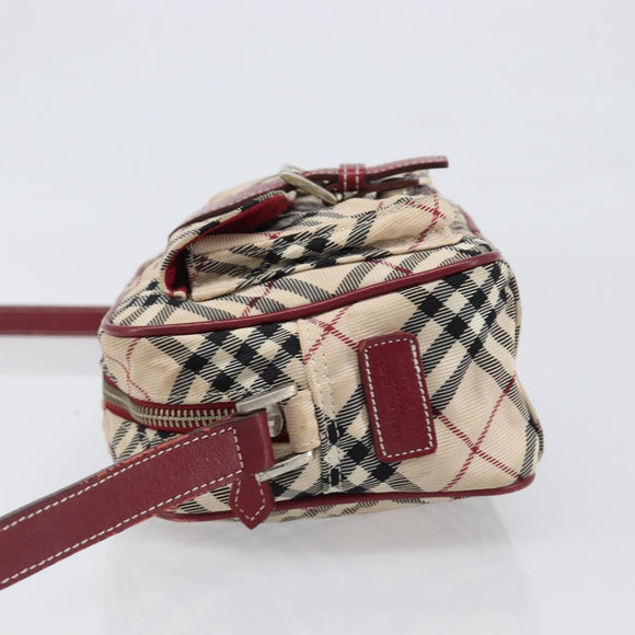 BURBERRY Nova Check Blue Label Shoulder Bag Canvas Beige Silver Auth hk4046