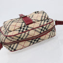 BURBERRY Nova Check Blue Label Shoulder Bag Canvas Beige Silver Auth hk4046-6