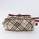 BURBERRY Nova Check Blue Label Shoulder Bag Canvas Beige Silver Auth hk4046-5