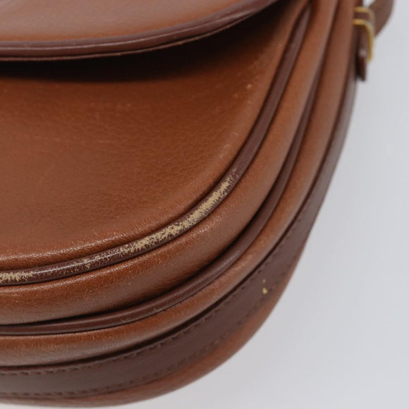 Burberrys Shoulder Bag Leather Brown Gold Auth hk4047