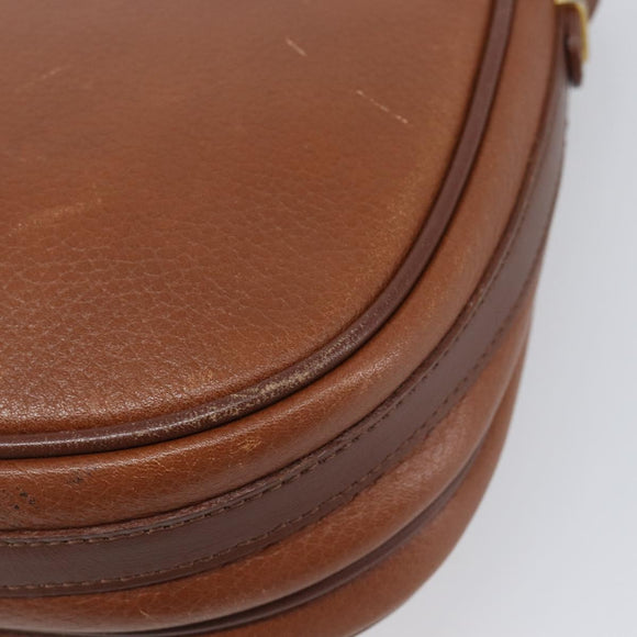 Burberrys Shoulder Bag Leather Brown Gold Auth hk4047