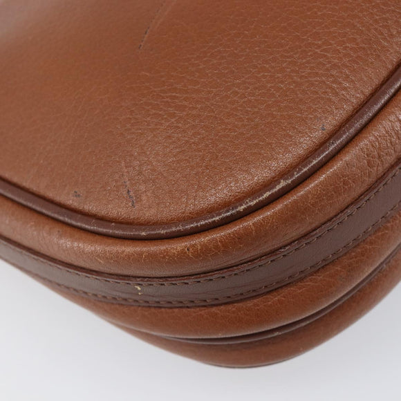 Burberrys Shoulder Bag Leather Brown Gold Auth hk4047