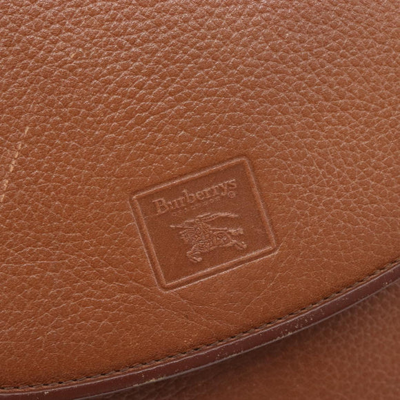 Burberrys Shoulder Bag Leather Brown Gold Auth hk4047