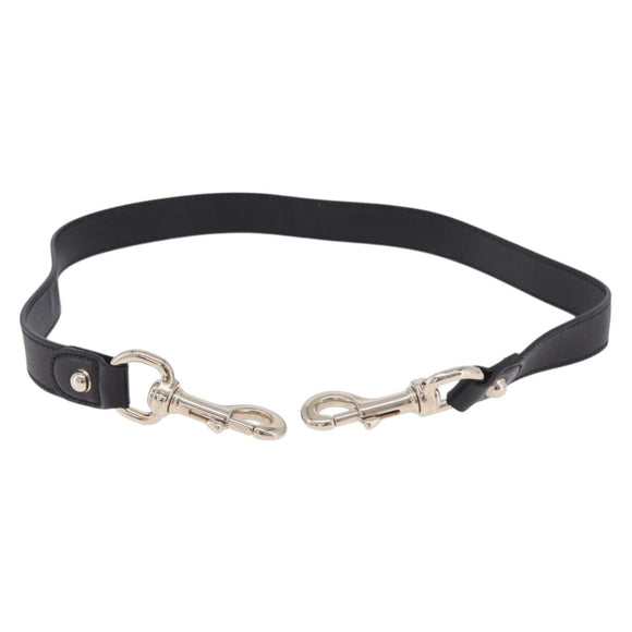 GUCCI Shoulder Strap Leather 33.5"" Black Gold Auth hk4048