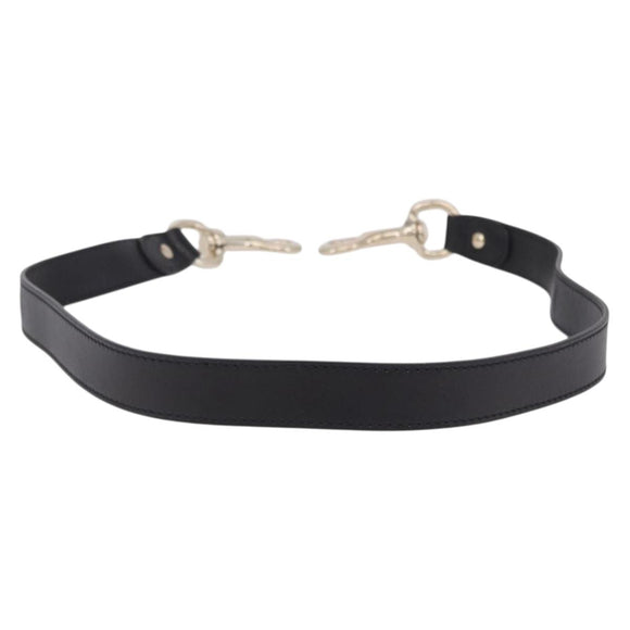 GUCCI Shoulder Strap Leather 33.5"" Black Gold Auth hk4048