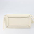 CELINE Small Belt Hand Bag Leather 2way White Gold Auth hk4050V-12