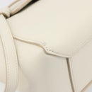 CELINE Small Belt Hand Bag Leather 2way White Gold Auth hk4050V-14