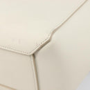 CELINE Small Belt Hand Bag Leather 2way White Gold Auth hk4050V-15