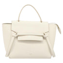 CELINE Small Belt Hand Bag Leather 2way White Gold Auth hk4050V-2
