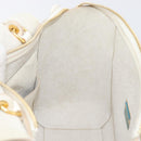 CELINE Small Belt Hand Bag Leather 2way White Gold Auth hk4050V-23