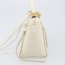 CELINE Small Belt Hand Bag Leather 2way White Gold Auth hk4050V-4