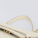 CELINE Small Belt Hand Bag Leather 2way White Gold Auth hk4050V-8