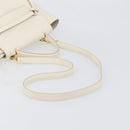 CELINE Small Belt Hand Bag Leather 2way White Gold Auth hk4050V-9