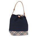 BURBERRY Hand Bag Nylon Navy Silver Auth hk4051A-1