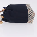 BURBERRY Hand Bag Nylon Navy Silver Auth hk4051A-4