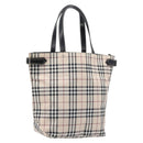 BURBERRY Nova Check Blue Label Tote Bag Canvas Beige Silver Auth hk4052A-1