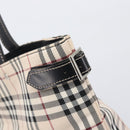 BURBERRY Nova Check Blue Label Tote Bag Canvas Beige Silver Auth hk4052A-10