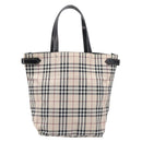 BURBERRY Nova Check Blue Label Tote Bag Canvas Beige Silver Auth hk4052A-13